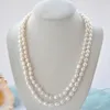 Chaînes collier noué à la main naturel 8-9mm blanc perle d'eau douce chaîne de chandail Baroque 54 pouces pour les femmes mode bijoux chaînes