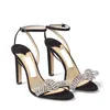 Classique sandales à talons hauts mariée élégante talons cheville sangle cristal dames gladiateur fête robe de mariée Sandalias été avec boîte