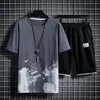 Mens T-shirt Shorts Set Summer Respirant Casual T-shirt Running Fashion Harajuku Imprimé Homme Sport Suit 220621