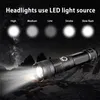 LED Torch Flashlight Süper Parlak Güçlü Lityum Pil USB Şarj Edilebilir 5 Mod Zoomable Su Geçirmez