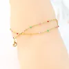 Designer Beach Colorful Double Layer Anklet Small Exquisite Ankle Chain Titanium Beads