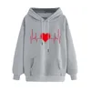 Women's Hoodies & Sweatshirts Heartbeat Harajuku Graphic Black Hoodie Pull Femme Sudaderas Con Capucha Korean Fashion Friends Kpop Blouse Mo