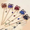 Retro Crystal Peacock Hair Stick Haarspeld Chinese stijl Handgemaakte haaraccessoire voor vrouwen bruiloft Banket sieraden