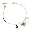 S3106 Modeschmuck Titan Stahl Evil Eye Fußkettchen für Frauen Blaue Augen Charms Anhänger Rose Gold Kette Fußkettchen