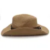 Berets Men Women Soft Straw Western Cowboy Hats Wide Brim Sunhat Party Travel Outdoor Caps Classical Retro Sombrero UK Size L US 7 1/4Berets