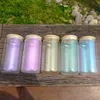 USA Lokalny magazyn 16 unz opalizujący kolory szklane kubki z bambusową pokrywką blasku w ciemnych sublimacji kolory szklanki chłodne zimne kolory zmieniające się piwo cola puszka