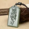 Hanger kettingen topmerk natuurlijke groene jade handgerechte draak hangers sieraden jadeite halsblaas