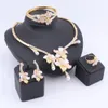 Mode Gold Farbe Kristall Perle Halskette Armreif Hochzeit Party Elegante Frauen Ohrringe Ring Klassische Schmucksets