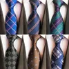 Silk 8cm Fashion Tie Blue Purple Plaid 1200 Needles Jacquard Neck For Men Business Wedding Party Neckwear Ties Gravata