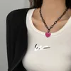 Pendant Necklaces Fashion Korean Sweet Love Heart Choker Necklace For Women Girl Cute Personality Hip-Hop Sweater Collar 2022 Trend JewelryP