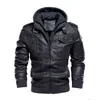 Men Black Motorcycle Leather Jacket Casual Faux Pu Pu Oversized Soled S Boys Zip Up Biker Windbreaker xxxl L220725