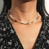 Chokers Moda Moda Simple Senhoras Branco Pearl Multicolor Crystal Glazed Glazed Contas