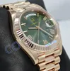 Luxury waterproof WATCH Automatic movement High Quality 40mm Day-Date 18K White Gold Green Roman Dial Men's BF Wristwatches no box