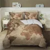 Parure de lit avec housse de couette et taies d'oreiller, style nostalgique, Atlas historique, Design Vintage, carte du monde