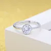 Anello di zirconi cubici di cristallo rotondo Anelli di dito placcati in argento sterling 925 per gioielli di moda da sposa da donna
