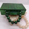 Pearl Green Naakt Kleur Acryl koppeling Dagbox Tassen Vrouwen