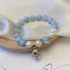 Ins Style Fresh Water Pearl Strands Natural Stone Beaded Fortune Cat Charm Bracelet