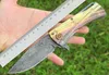 Färgglada bambu titanhandtag knivficka vikning Damaskusblad Taktisk räddningsjakt Fiske EDC Survival Tool Knives 06622