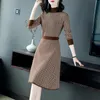 Casual jurken vrouwen Koreaanse gebreide jurk met lange mouwen enkellengte o-neck losse sexy midi trui kledersalual