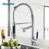 Kitchen Faucets Chrome Brass Faucets for Kitchen Sink Single Lever Pull Out Spring Spout Mixers Tap Hot Cold Water Crane T200424