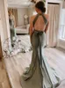 Halter Convertible Mermaid Robes de soirée 2022 Train de balayage Dossier Satin Satin Formel Fête De Robes De Taille Plus