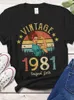 Vintage 1981 Partes originales Camiseta 40 años de cumpleaños 40 ° cumpleaños Idea Mujeres Madres Mamávanos Hija Funny Retro Tee Camiseta 220520
