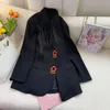 Women's Suits & Blazers Flower Button Blazer Women Spring Black Single Breasted Suit Loose Office Straight Jacket High QualityWomen's