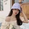 2022 New Women's Summer Thin Section Solid Color Flat Top Bucket Hat Simple Pleated Outdoor Casual Panama Cap Gorros Y220607