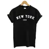 Women Clothing York 199x Print Fashion 90s Cartoon Kawaii Tops Ladies T-shirt Graphic Black White T Shirt Femme