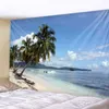 トロピカルビーチタペストリーノルディックスタイルヒッピーリビングルーム寝室の装飾学習サイケデリックブランケットJ220804