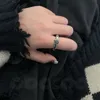 Bague japonaise en argent Sterling 925 en obsidienne martelée Simple, accessoires de bijoux tendance assortis avec tout pour femmes