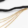 Multilayer Tassel Elastic Band Belt Leg Thigh Chain for Women Beach Sexy Long Adjustable Prom Party Body Jewelry Dress Decorate