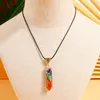 Hänge halsband charm 7 chakras helande halsband för kvinnor män färgglada naturliga krossade sten geometriska repkedja yoga juvelrypendant