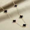 Изящный дизайн, милое ожерелье из титановой стали с 4 листами клевера, ожерелье, ювелирные изделия для женщин, Gift6752657