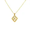 Luxury 18K Gold Clover Designer Pendant Necklaces for Women Cross Chain Choker Italy Famous Brand Retro Vintage Palace Necklace Pa279S