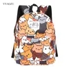 Anime Neko Atsume Women Backpack Cartoon Mochila for Girls Boys Travel Rucksack Cute Cat Printing Shoulder Bag for Teenage H2204275077597