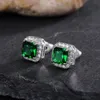 Square cubic zircon diamond Earrings Blue Green Stud ear rings for women Fashion fine jewelry will and sandy