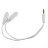 White/Black Gold Plated 3.5mm Male to 2x Female Earphone Headphone Splitter Cable Adapter Jack