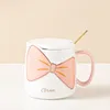 Creative personality bow ceramic cup couple coffee cup simple mug gift cups