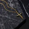 Popularny jus cross wisiant stal stalowa moda chrześcijańska biżuteria 24K Gold Crucifix Męski wisiorek Naszyjnik
