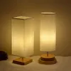 Tischlampen USB wiederaufladbare LED-Schreibtischlampe Fernbedienung Touch-Schalter Holz japanischen Stil Stoff Lampenschirm warme Luminarias Decorativas ATable