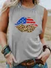 Damestanks Camis American Flag Lips Leopard Tank Top Independence Day Trendy Summer Style Mouwvele Shirt Women Fashion Casual Vintage T