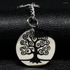 Keychains Tree of Life roestvrijstalen sleutelhanger voor vrouwen ronde hanger sleutel sieraden cadeau llaveros vaders dag k77375S08KeyChains emel22