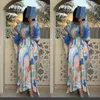 Etniska kläder 2022 Summer African Clothes Print Boubou Africaine Femme Robe Bazin Riche Africa Dress Dresses for Women