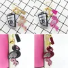 Porte-clés créatif corée velours Flash flamant rose porte-clés dames sac gland pendentif Mini Animal voiture pendentif porte-clés Emel22