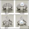 Impostazioni dell'anello di perle fai-da-te Zircon Solid 925 Sier Rings 16 Stili per le donne Montaggio in bianco Gioielli regolabili Regalo Drop Delivery 2021 Y1Dlk