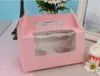 Gift Wrap 2Holes Cupcake Packing Box Clear Window Kraft Paper Muffin Wrapping With Handle Cake Chocolate Packaging Baking ToolsGift