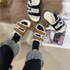 Women Cotton Women Furry 2022 Sandals Slippers Winter Wool Sandales Open Open Oute Outder Ender Ward Flat Ladies Slides Zapatillas Mujer 75