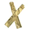 2022 Faux Long Leather Gloves Sexy Stretch Punk Rock Glove Shiny Metallic Mittens Skinny Glove Cosplay Costumes Dance Gloves 52/42/22cm