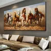 Grandes cavalos brancos de corrida de lona pintando de grandes dimensões pôsteres de animais modernos e imagem de arte de parede impressa para decoração de casa da sala de estar